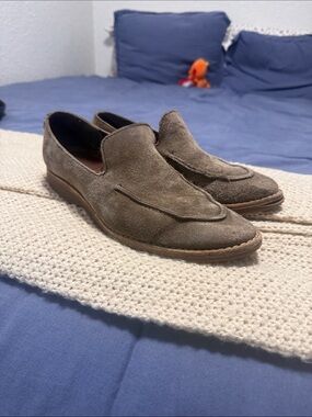 Allen Edmonds Olive-Brown Suede Slip-On Loafers